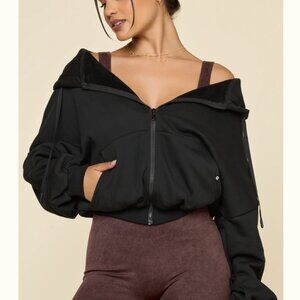 NEW W TAGS Popflex OVERSIZED Zip Cloud Hoodie - Black (XXS/XS, Fits Like Medium)